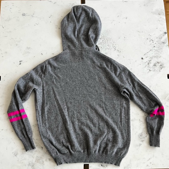 AQUA Cashmere Athletic Stripe Hoodie - Picture 3 of 4